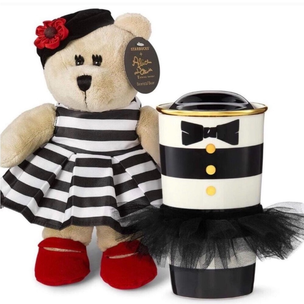 Starbucks x Stacey Bendet 2013 Barista Bear in black and white tutu ceramic mug